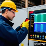 전기기사와 전기 설비 관리 도구 - A modern electrical inspection scene featuring a professional technician using a handheld infrared t...