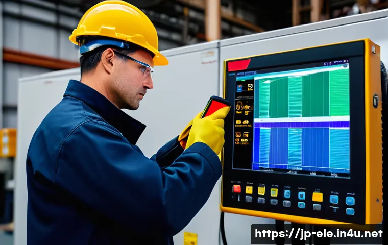 전기기사와 전기 설비 관리 도구 - A modern electrical inspection scene featuring a professional technician using a handheld infrared t...